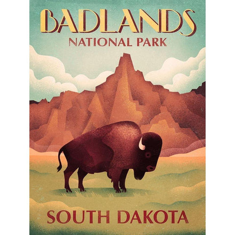 Badlands South Dakota Black Modern Wood Framed Art Print with Double Matting by Wickstrom, Martin