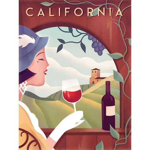 California Wine Black Modern Wood Framed Art Print with Double Matting by Wickstrom, Martin