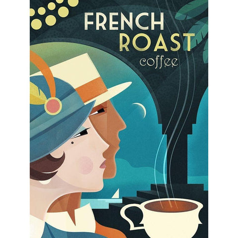 Coffee French Black Modern Wood Framed Art Print with Double Matting by Wickstrom, Martin