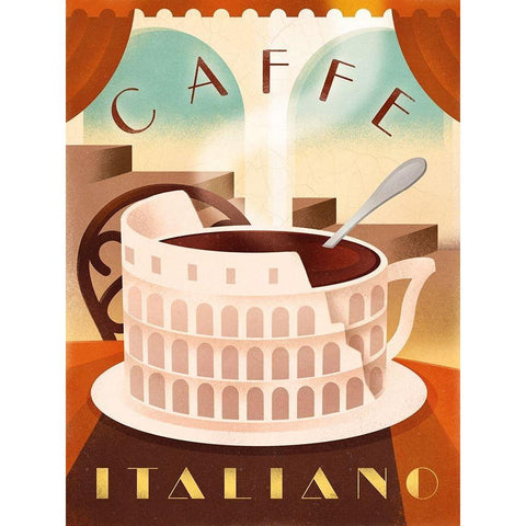 Coffee Italy White Modern Wood Framed Art Print by Wickstrom, Martin