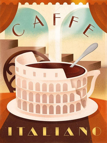 Coffee Italy White Modern Wood Framed Art Print with Double Matting by Wickstrom, Martin