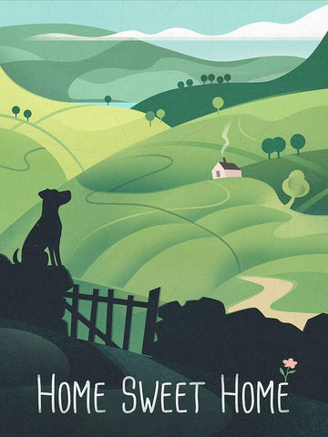 Home Sweet Home White Modern Wood Framed Art Print with Double Matting by Wickstrom, Martin