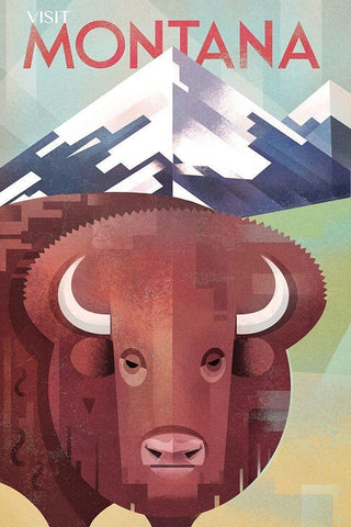 Montana White Modern Wood Framed Art Print with Double Matting by Wickstrom, Martin