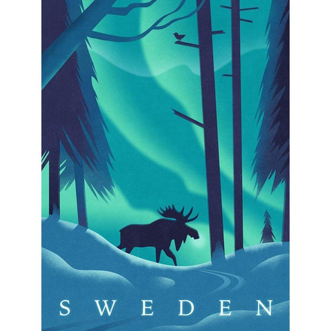 Sweden Black Modern Wood Framed Art Print with Double Matting by Wickstrom, Martin