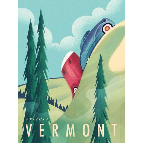 Vermont Camping Black Modern Wood Framed Art Print with Double Matting by Wickstrom, Martin