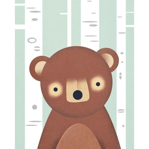 Bear Black Modern Wood Framed Art Print by Wickstrom, Martin