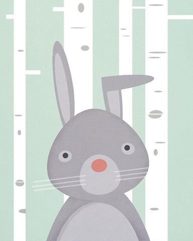 Bunny White Modern Wood Framed Art Print with Double Matting by Wickstrom, Martin