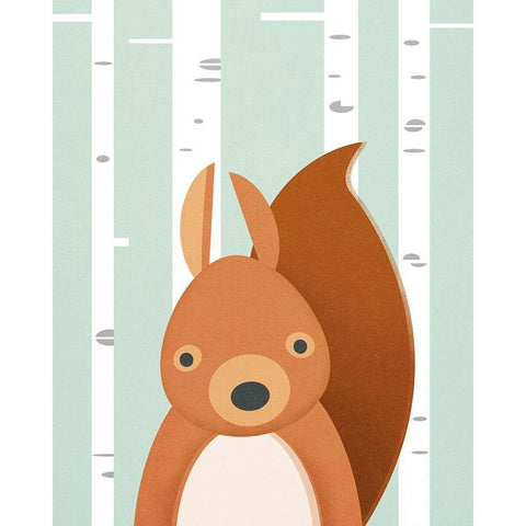 Squirrel Black Modern Wood Framed Art Print with Double Matting by Wickstrom, Martin