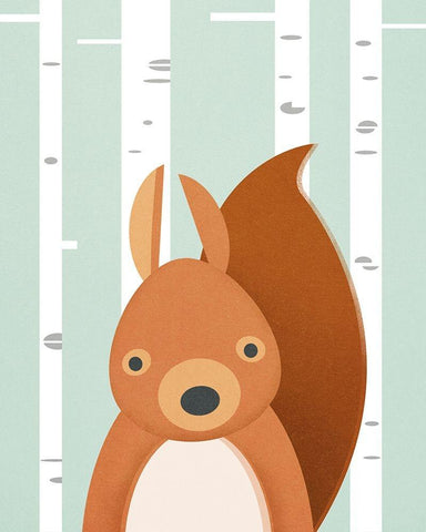 Squirrel White Modern Wood Framed Art Print with Double Matting by Wickstrom, Martin