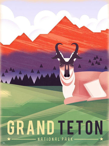 Grand Teton Black Ornate Wood Framed Art Print with Double Matting by Wickstrom, Martin