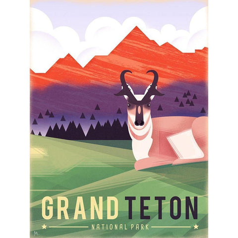 Grand Teton Gold Ornate Wood Framed Art Print with Double Matting by Wickstrom, Martin