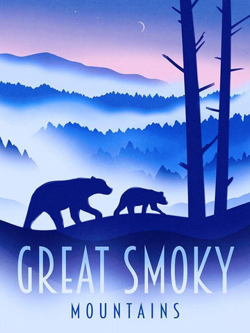 Great Smoky Mountains White Modern Wood Framed Art Print with Double Matting by Wickstrom, Martin