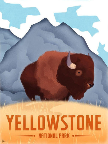 Yellowstone National Park Black Modern Wood Framed Art Print by Wickstrom, Martin