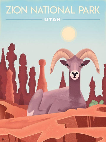 Zion National Park White Modern Wood Framed Art Print with Double Matting by Wickstrom, Martin