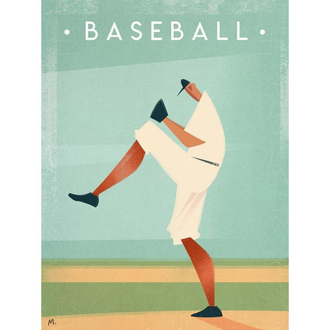 Vintage Baseball White Modern Wood Framed Art Print by Wickstrom, Martin