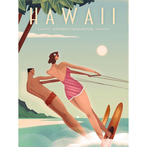 Hawaii White Modern Wood Framed Art Print by Wickstrom, Martin