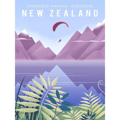 New Zealand Black Modern Wood Framed Art Print with Double Matting by Wickstrom, Martin