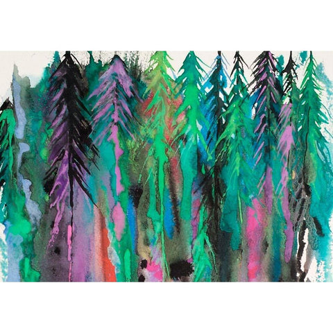 Colorful Forest Black Modern Wood Framed Art Print by Wickstrom, Martin