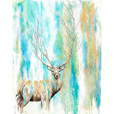 Deer Tree White Modern Wood Framed Art Print by Wickstrom, Martin