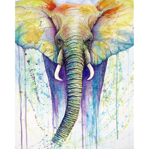 Elephant Colors White Modern Wood Framed Art Print by Wickstrom, Martin