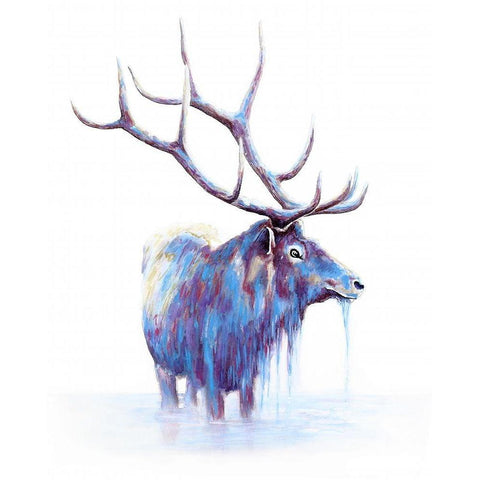 Elk in Water Black Modern Wood Framed Art Print by Wickstrom, Martin