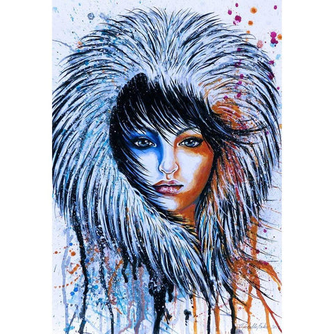 Fire and Ice Girl Portrait Gold Ornate Wood Framed Art Print with Double Matting by Wickstrom, Martin