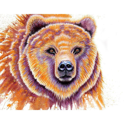 Grizzly Bear Black Modern Wood Framed Art Print by Wickstrom, Martin