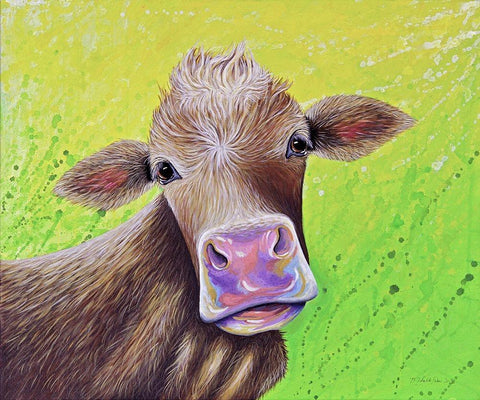Jersey Cow Black Ornate Wood Framed Art Print with Double Matting by Wickstrom, Martin