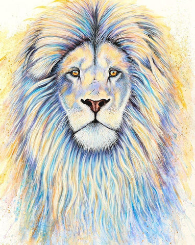 Leo the Lion White Modern Wood Framed Art Print with Double Matting by Wickstrom, Martin