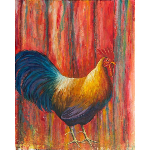 Mr. Rooster Gold Ornate Wood Framed Art Print with Double Matting by Wickstrom, Martin