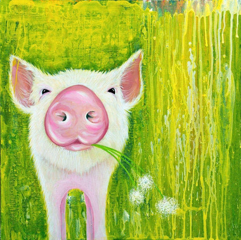 Pig Black Ornate Wood Framed Art Print with Double Matting by Wickstrom, Martin