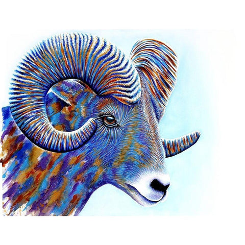 Ram White Modern Wood Framed Art Print by Wickstrom, Martin
