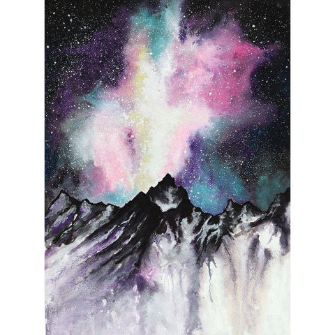 Starruption Galaxy Landscape White Modern Wood Framed Art Print by Wickstrom, Martin