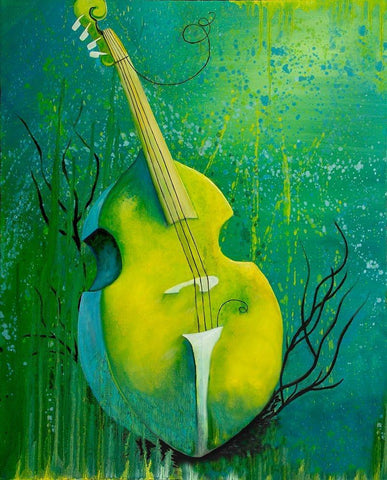 Sunken Dreams Cello White Modern Wood Framed Art Print with Double Matting by Wickstrom, Martin