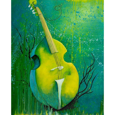 Sunken Dreams Cello Black Modern Wood Framed Art Print with Double Matting by Wickstrom, Martin