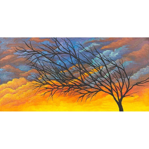 Sunset Tree Black Modern Wood Framed Art Print with Double Matting by Wickstrom, Martin