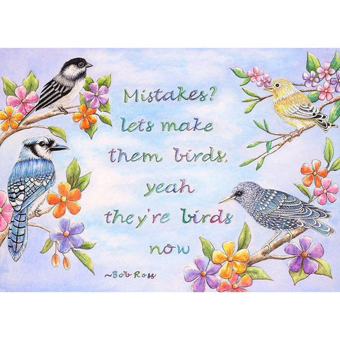 Birds and Flowers Quote White Modern Wood Framed Art Print by Wickstrom, Martin