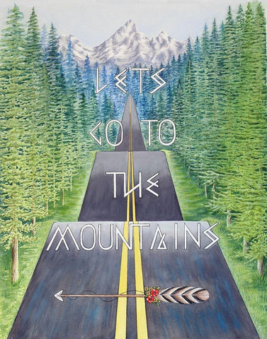 Mountain Travel Quote White Modern Wood Framed Art Print with Double Matting by Wickstrom, Martin
