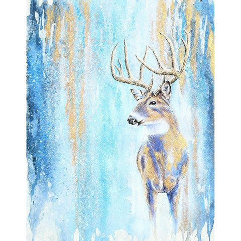 Winter Buck White Modern Wood Framed Art Print by Wickstrom, Martin