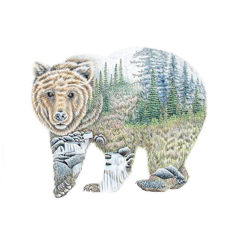 Scenic Bear Black Modern Wood Framed Art Print with Double Matting by Wickstrom, Martin