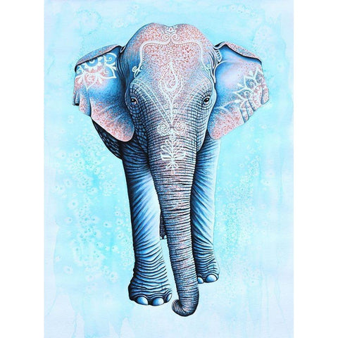 Painted Asian Elephant White Modern Wood Framed Art Print by Wickstrom, Martin