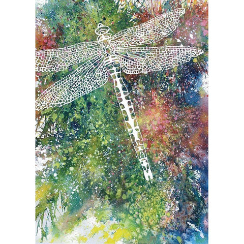 Dragonfly White Modern Wood Framed Art Print by Wickstrom, Martin