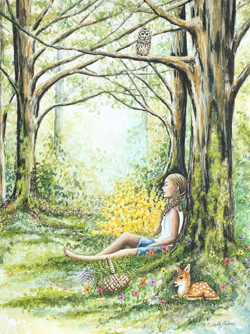 Forest Meditation Black Ornate Wood Framed Art Print with Double Matting by Wickstrom, Martin
