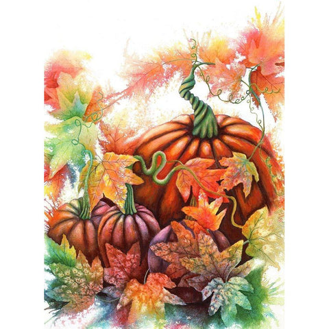 Autumn Pumpkins White Modern Wood Framed Art Print by Wickstrom, Martin