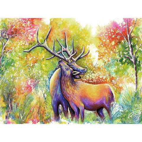 Elk Love White Modern Wood Framed Art Print by Wickstrom, Martin