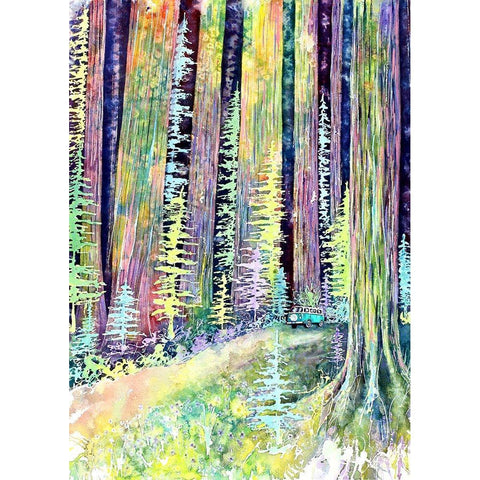 Redwoods Road Trip Black Modern Wood Framed Art Print by Wickstrom, Martin