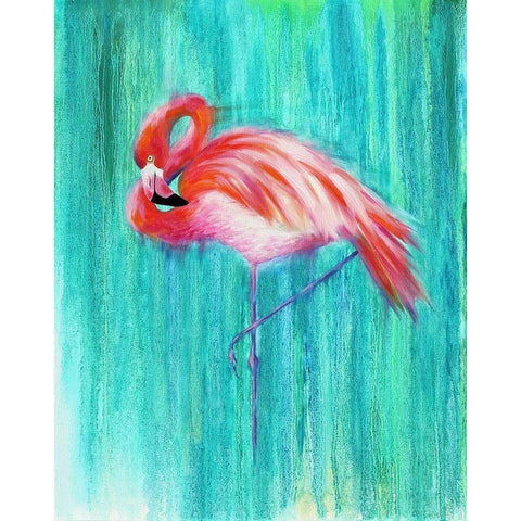 Flamingo Black Modern Wood Framed Art Print with Double Matting by Wickstrom, Martin