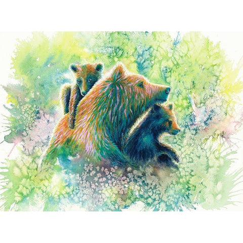 Mother Grizzly Bear Gold Ornate Wood Framed Art Print with Double Matting by Wickstrom, Martin