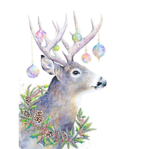 Holiday Deer Black Modern Wood Framed Art Print by Wickstrom, Martin