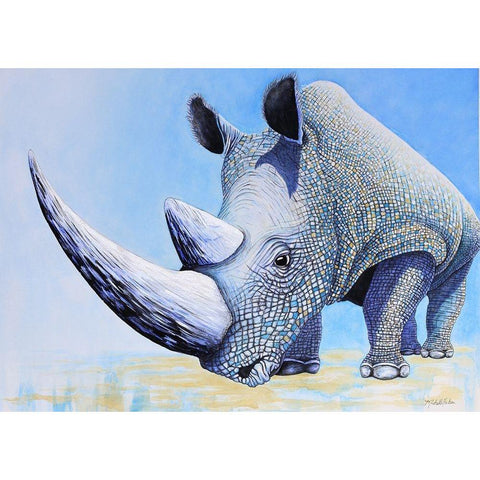 Rhino White Modern Wood Framed Art Print by Wickstrom, Martin